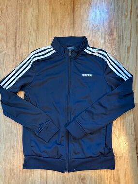 adidas Navy Track Jacket with White Three-Stripe Detail